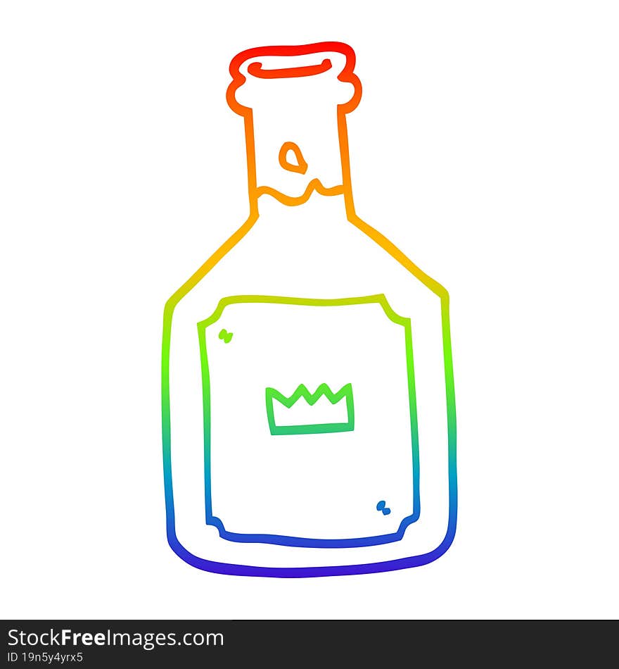 Rainbow Gradient Line Drawing Cartoon Alcoholic Drink