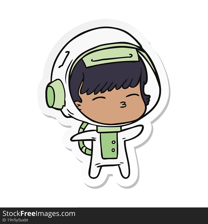 Sticker Of A Cartoon Curious Astronaut