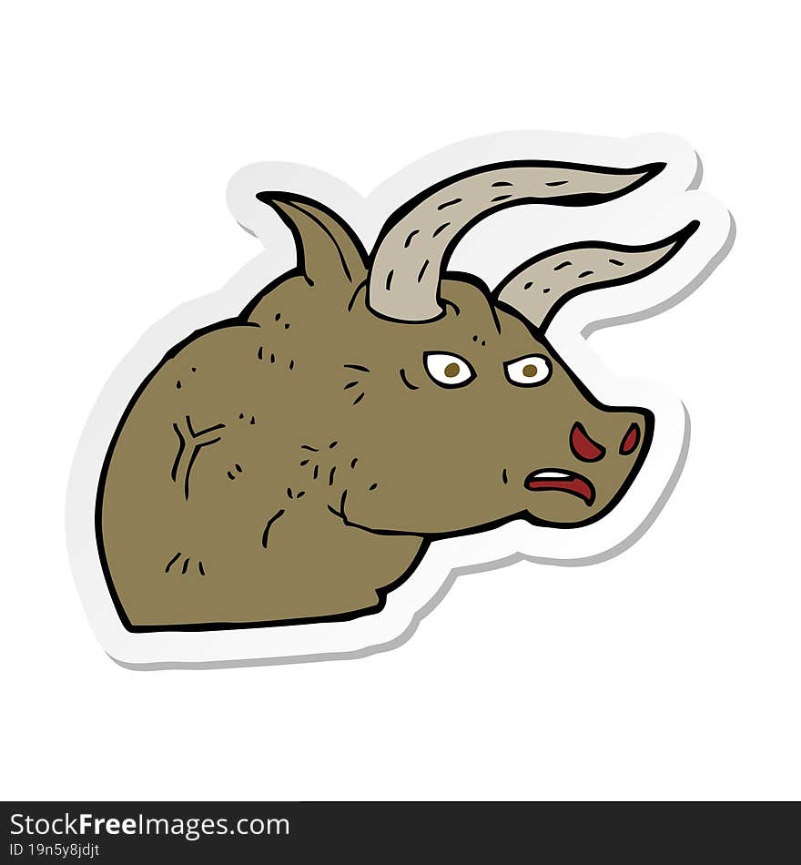 sticker of a cartoon angry bull head