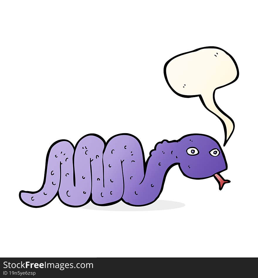 Funny Cartoon Snake With Speech Bubble