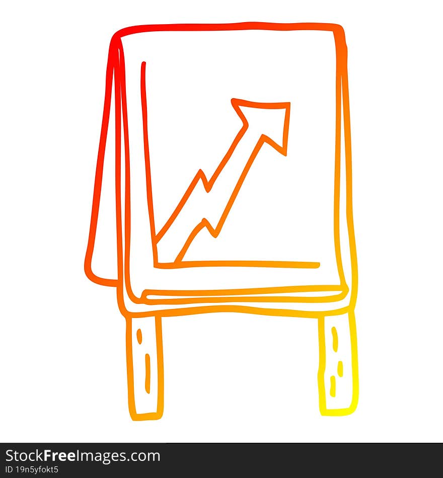 warm gradient line drawing of a cartoon business chart with arrow