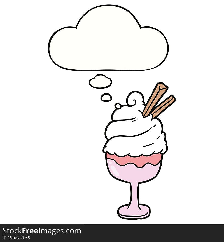 cartoon ice cream and thought bubble