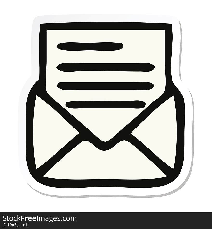 sticker of a cute cartoon letter and envelope