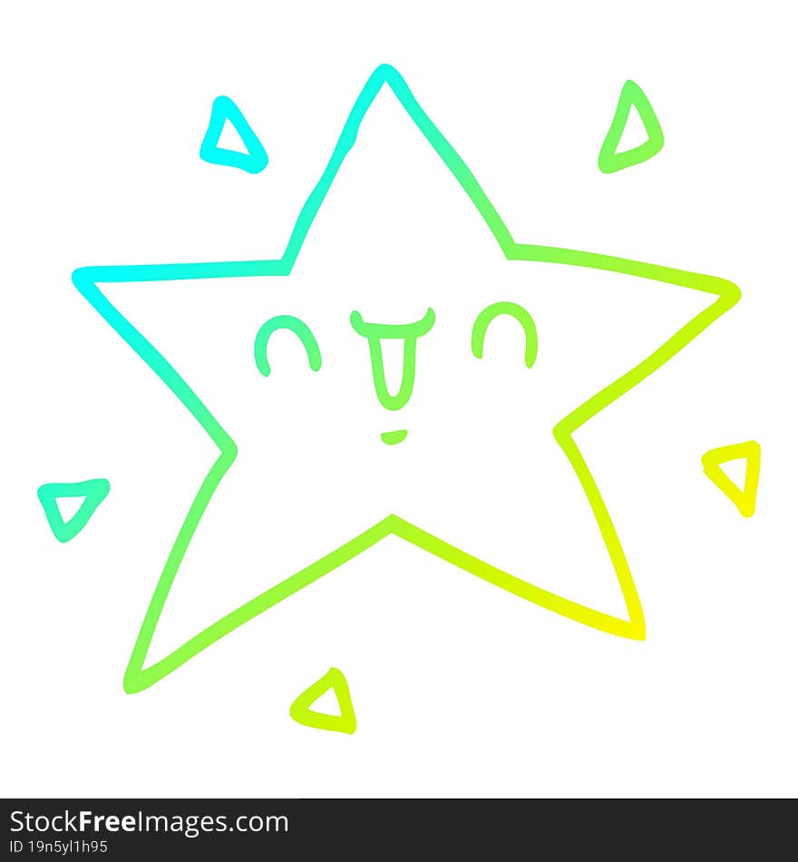 cold gradient line drawing cartoon happy star