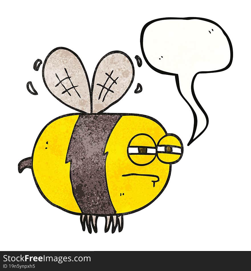 speech bubble textured cartoon unhappy bee