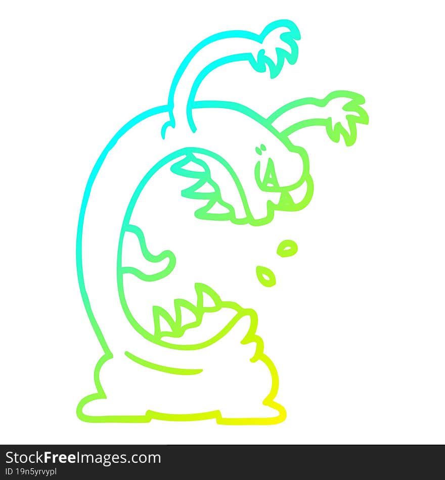 Cold Gradient Line Drawing Cartoon Monster