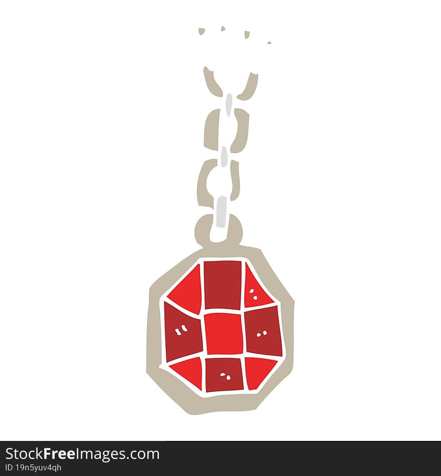 Flat Color Illustration Of A Cartoon Huge Gem Pendant