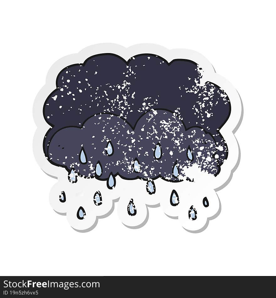 Retro Distressed Sticker Of A Cartoon Thundercloud