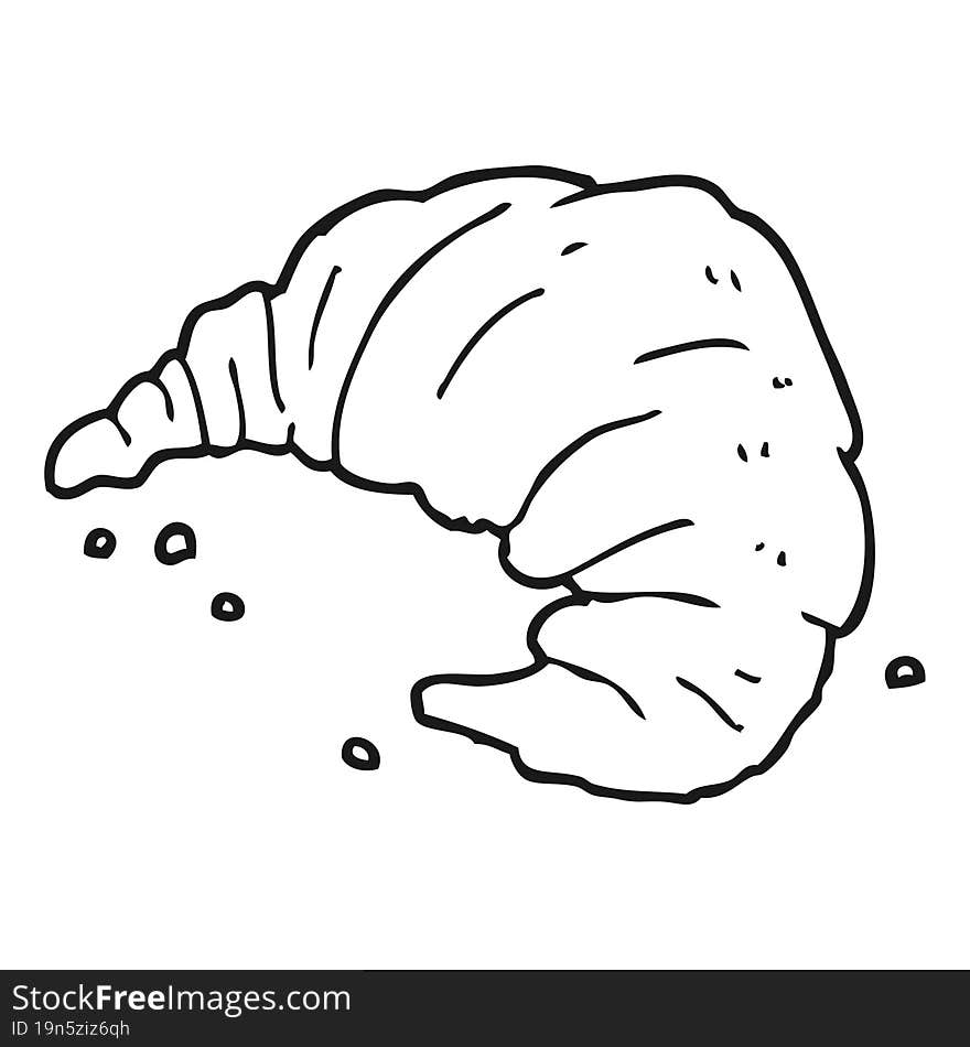 Black And White Cartoon Croissant