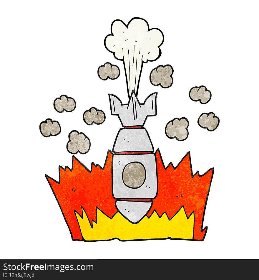 textured cartoon falling bomb