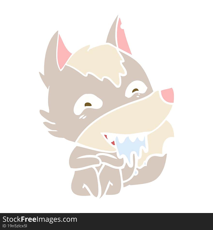 Flat Color Style Cartoon Hungry Wolf