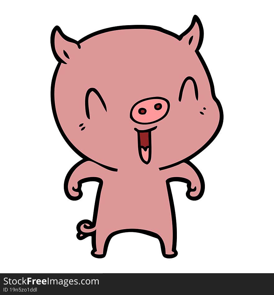 happy cartoon pig. happy cartoon pig