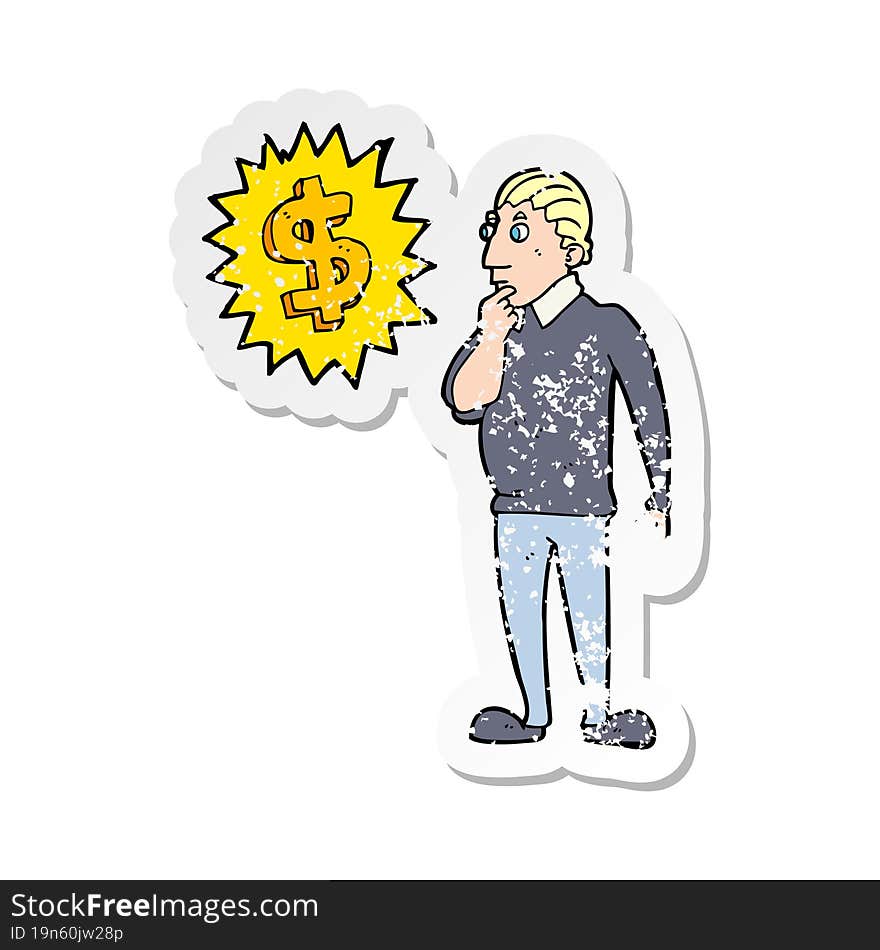 retro distressed sticker of a making money cartoon