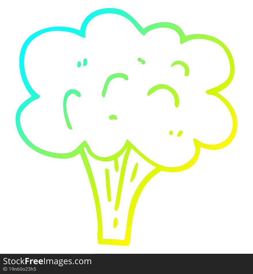 cold gradient line drawing cartoon broccoli stalk