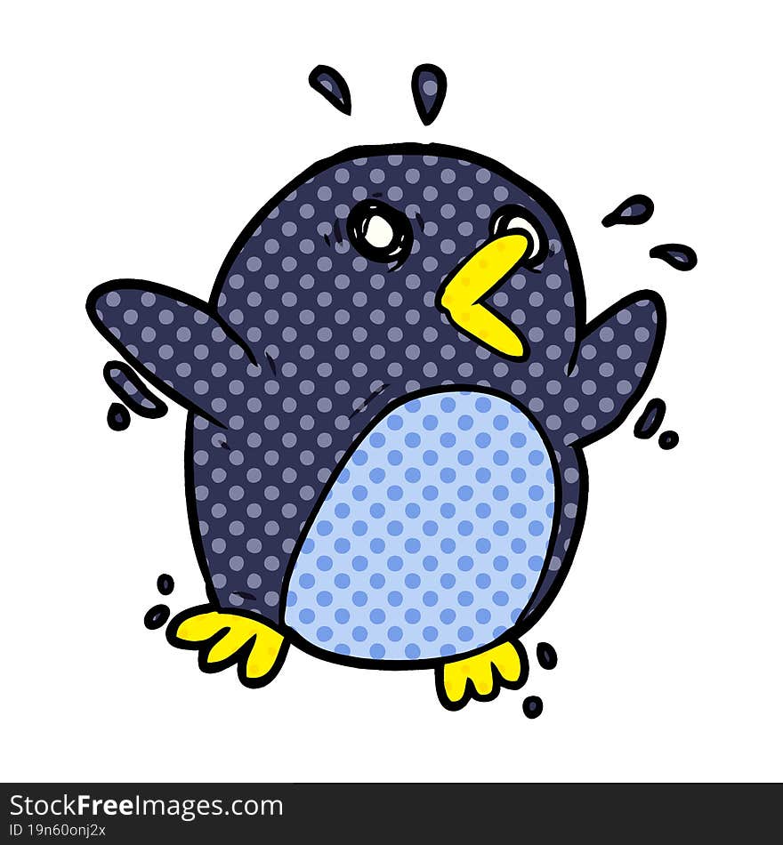 cartoon frightened penguin. cartoon frightened penguin