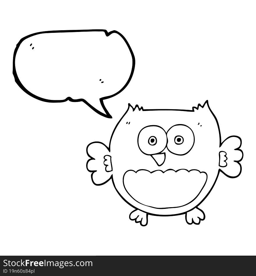 freehand drawn speech bubble cartoon owl