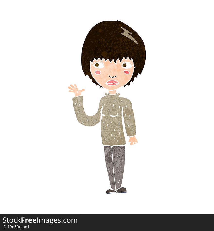 cartoon woman waving