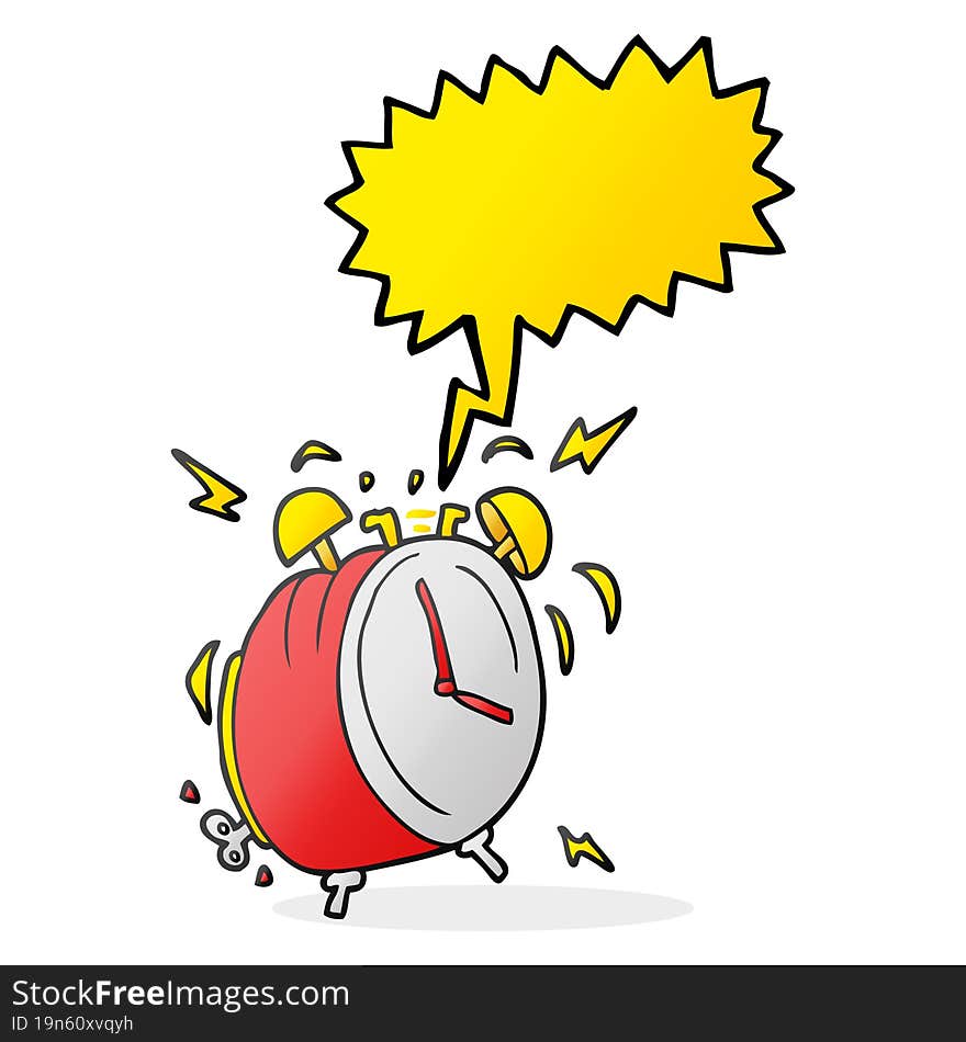 Speech Bubble Cartoon Ringing Alarm Clock