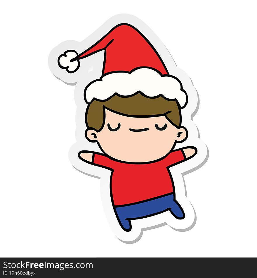 christmas sticker cartoon of kawaii boy