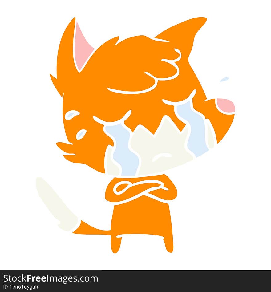 Crying Fox Flat Color Style Cartoon