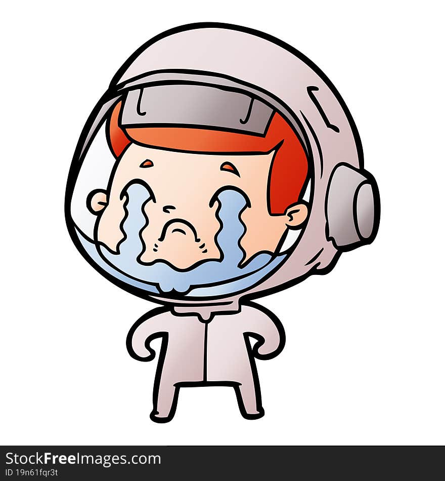 cartoon crying astronaut. cartoon crying astronaut