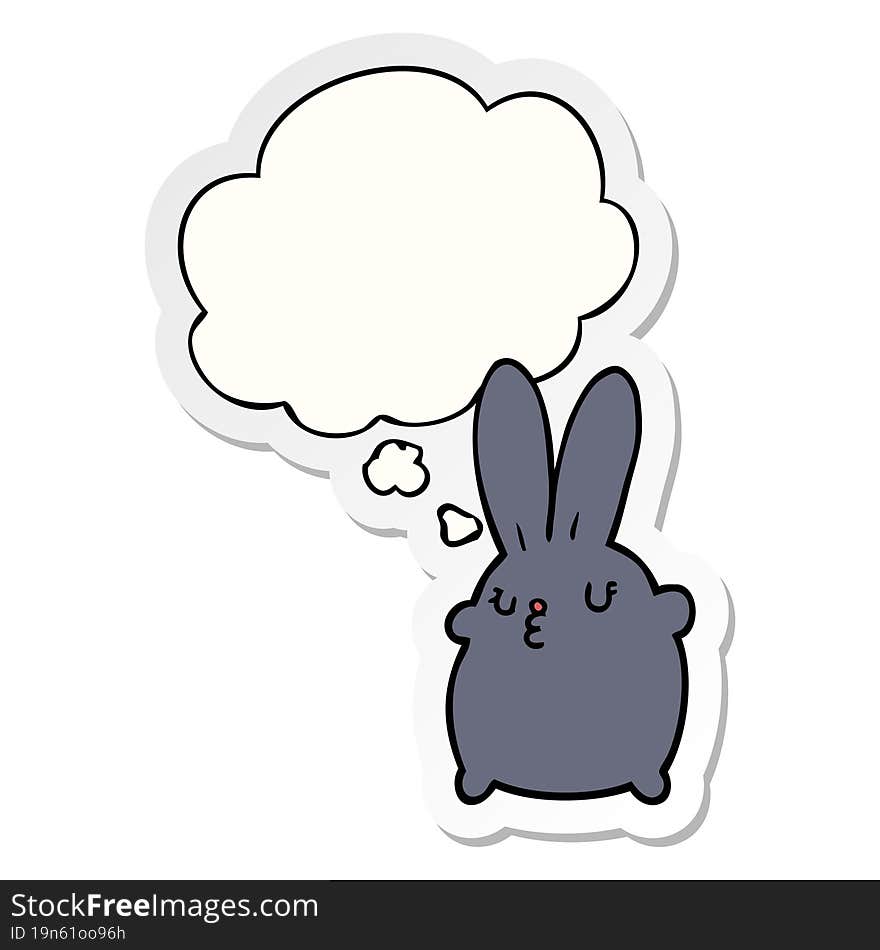 Cute Cartoon Rabbit And Thought Bubble As A Printed Sticker