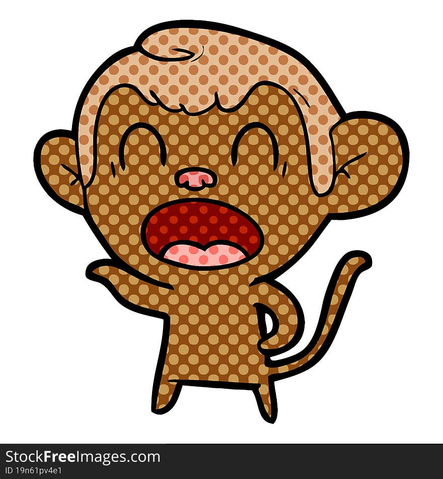 shouting cartoon monkey pointing. shouting cartoon monkey pointing