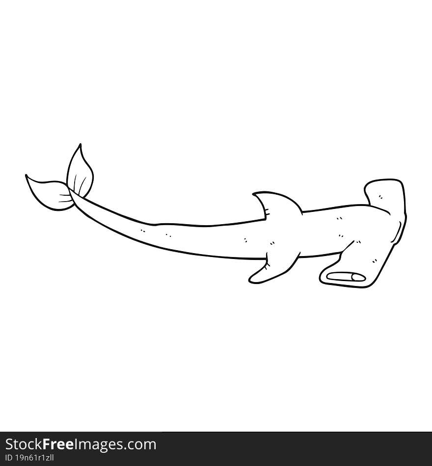 black and white cartoon hammerhead shark