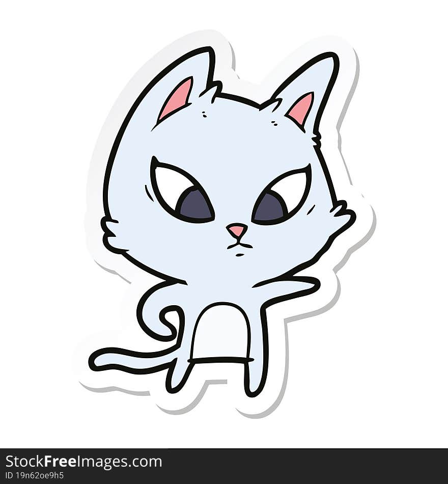 sticker of a confused cartoon cat