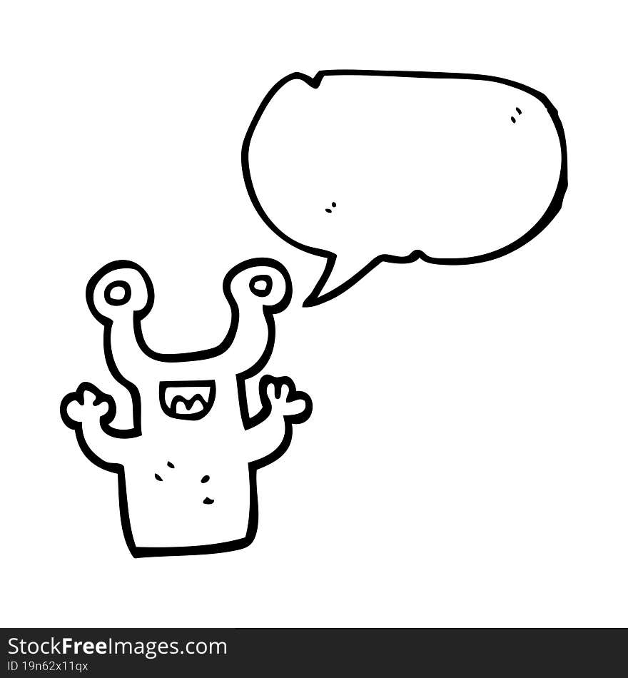 speech bubble cartoon little alien