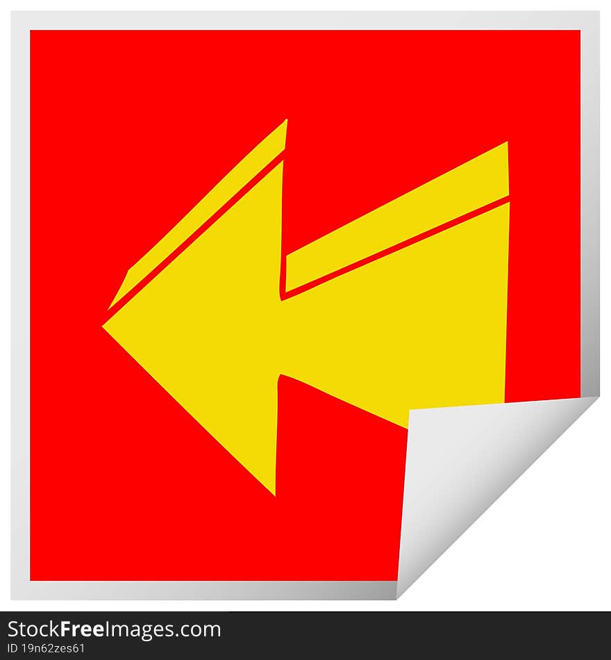 quirky square peeling sticker cartoon arrow