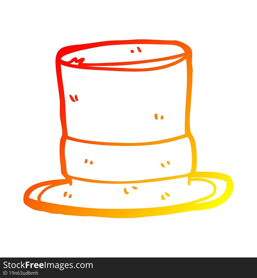 warm gradient line drawing cartoon top hat