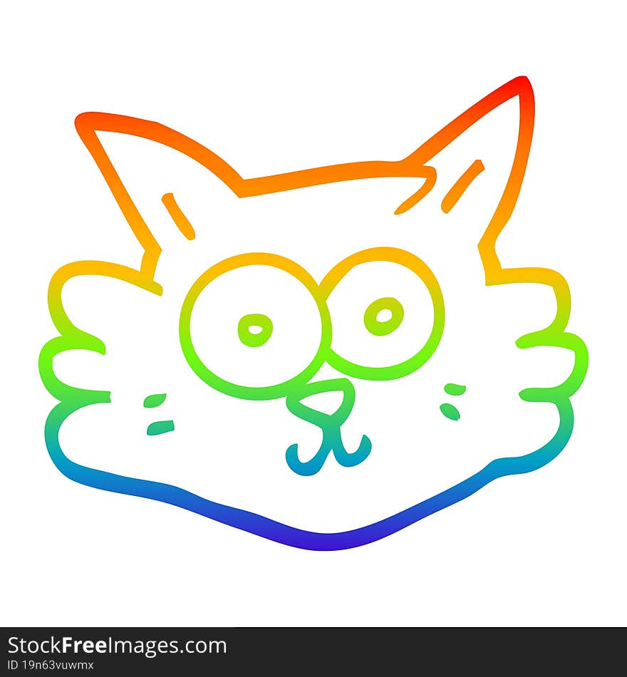 rainbow gradient line drawing cartoon cat face