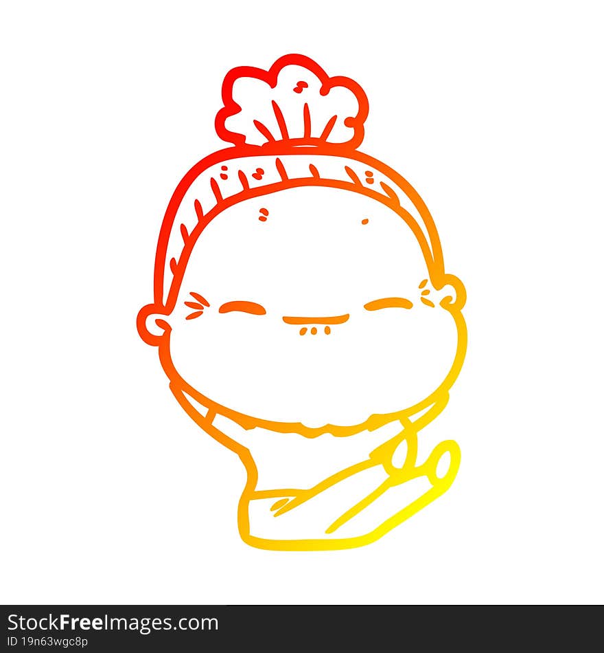 warm gradient line drawing cartoon peaceful old woman