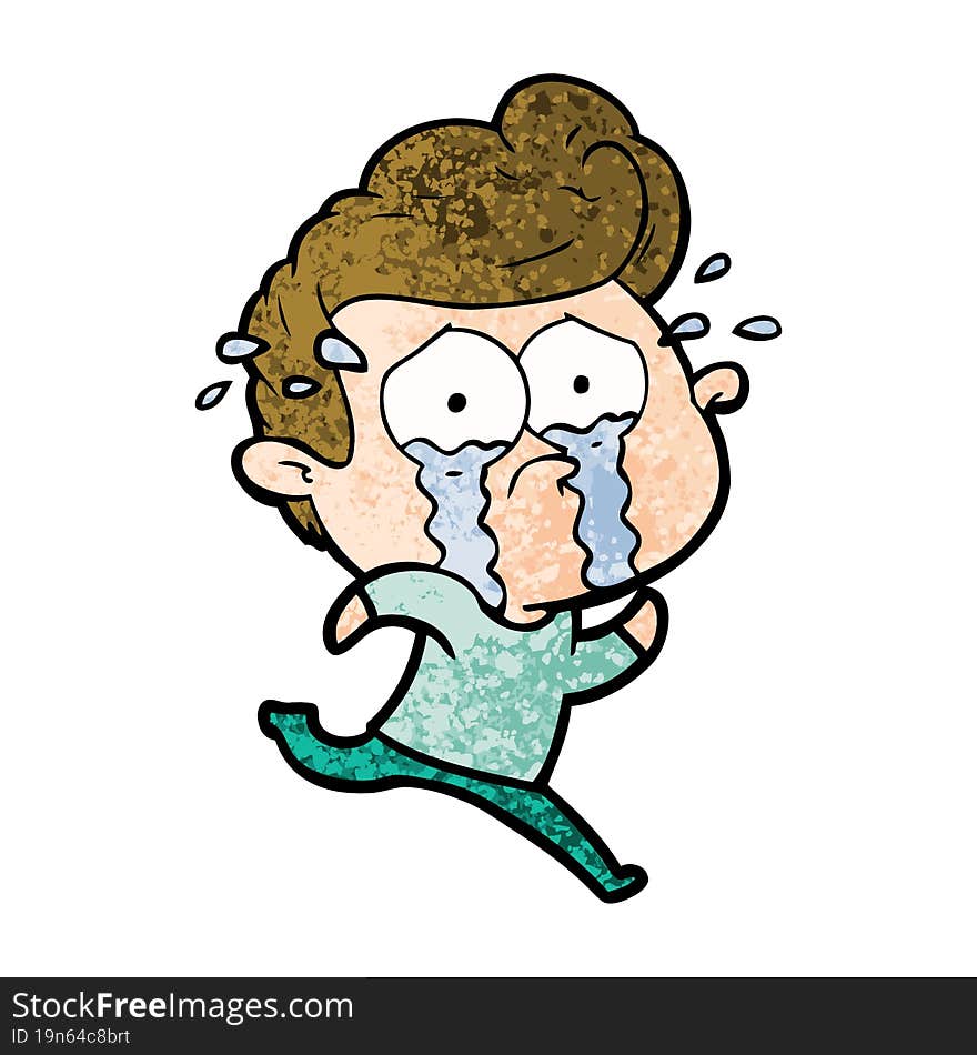 cartoon crying man running. cartoon crying man running