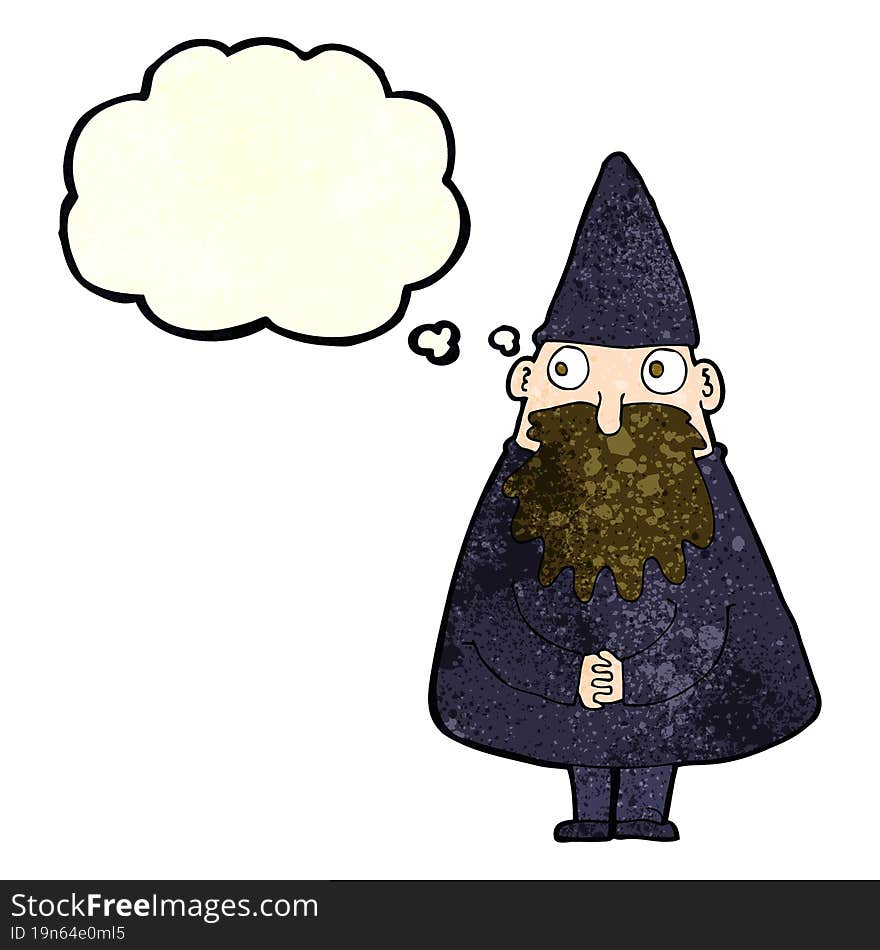 cartoon wizard with thought bubble