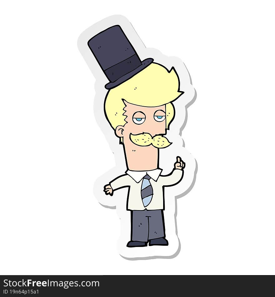 sticker of a cartoon man wearing top hat