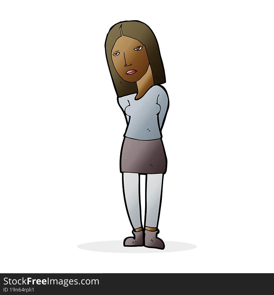 Cartoon Woman Waiting