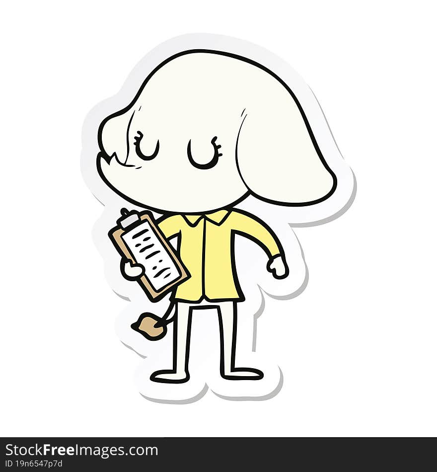 sticker of a cute cartoon elephant