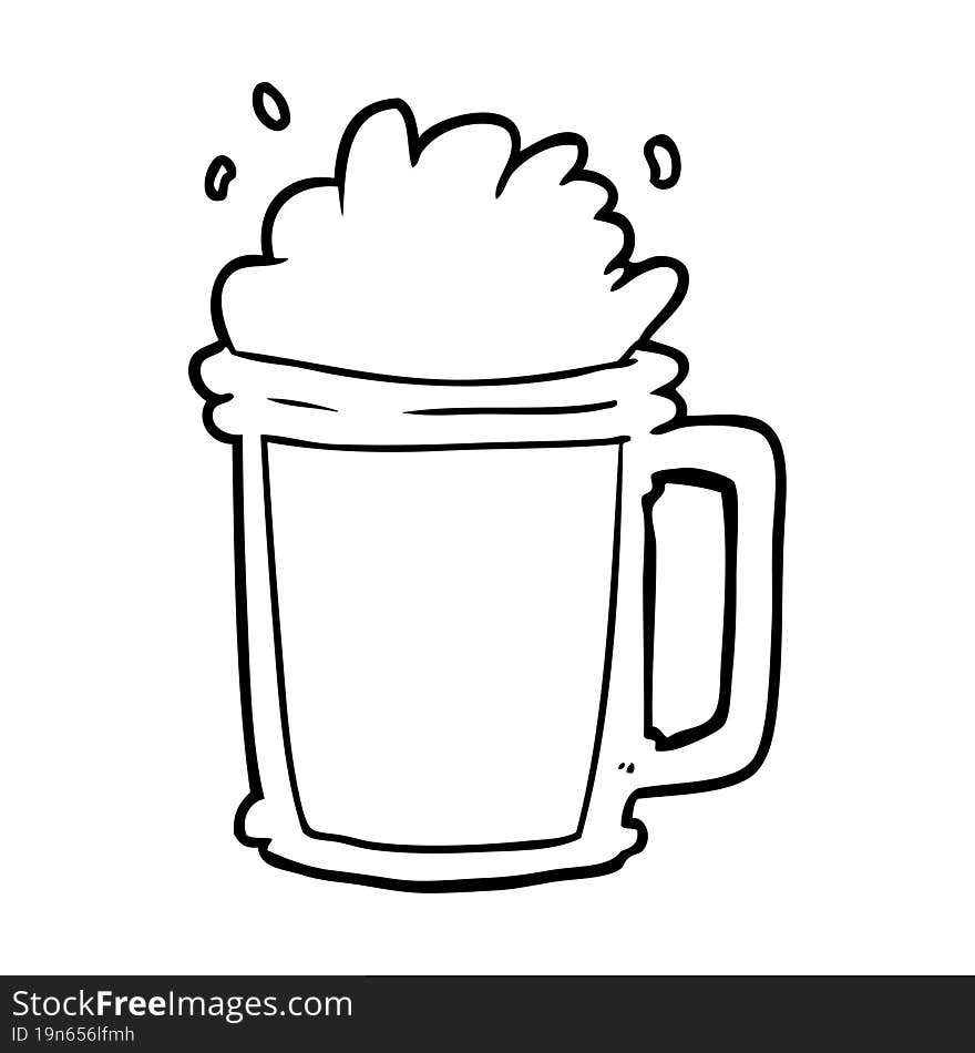 line drawing of a pint of ale. line drawing of a pint of ale