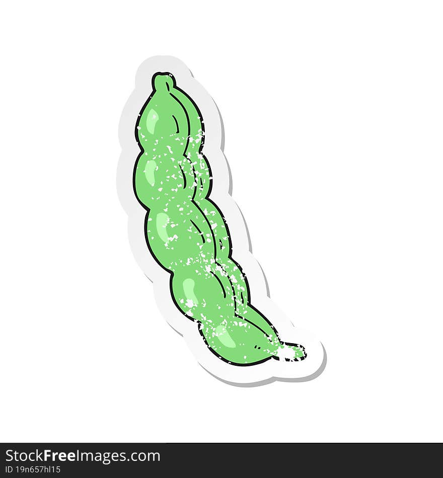 retro distressed sticker of a cartoon peas in pod