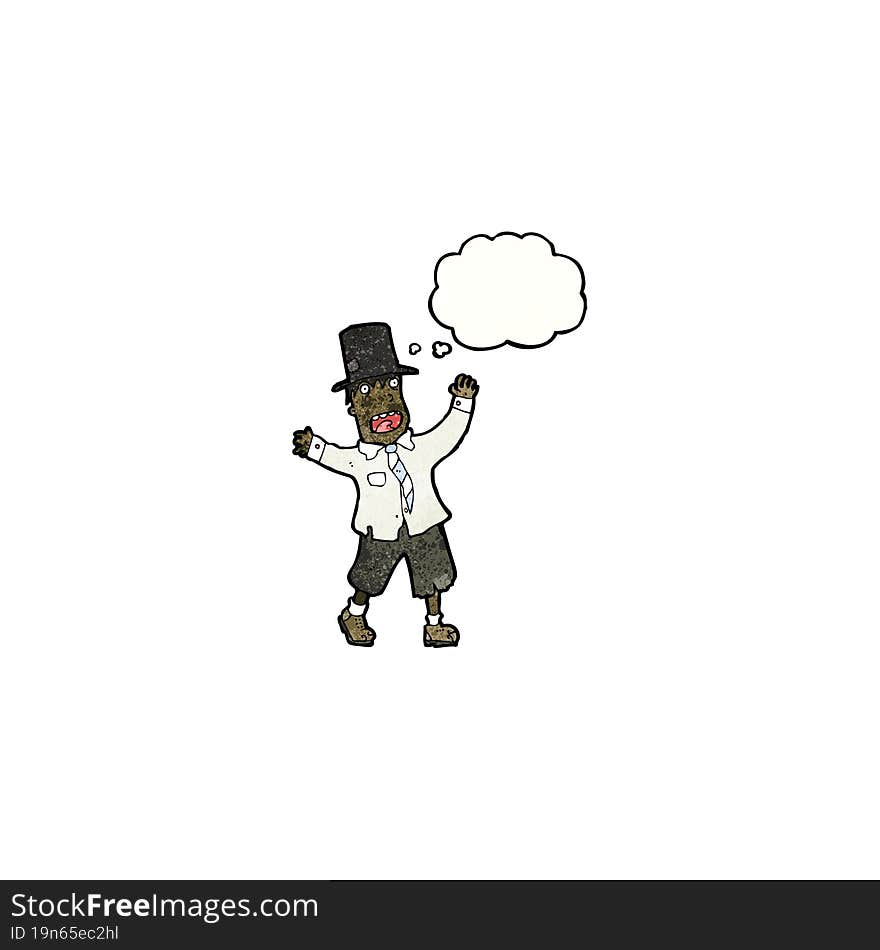 Cartoon Man In Rags And Top Hat