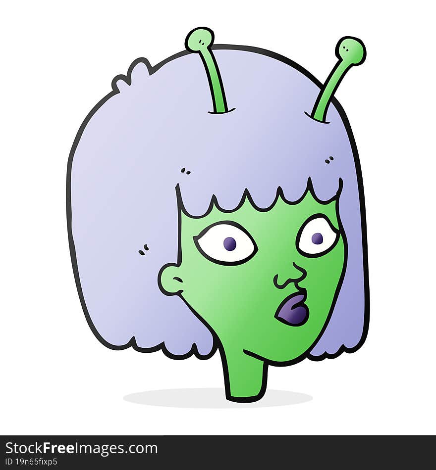 freehand drawn cartoon female alien