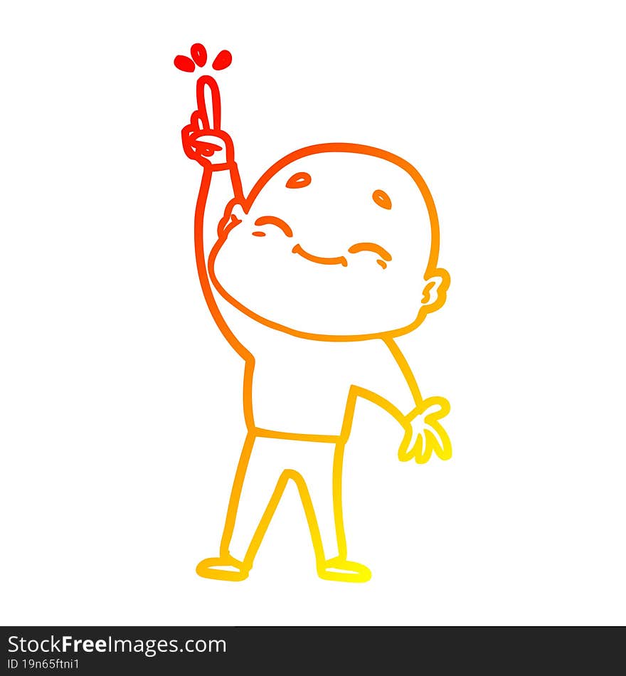 warm gradient line drawing of a cartoon bald man dancing