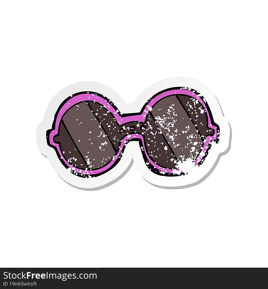 retro distressed sticker of a cartoon sunglasses