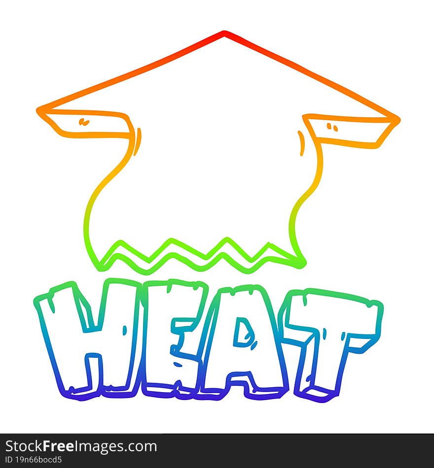 Rainbow Gradient Line Drawing Cartoon Heat Symbol