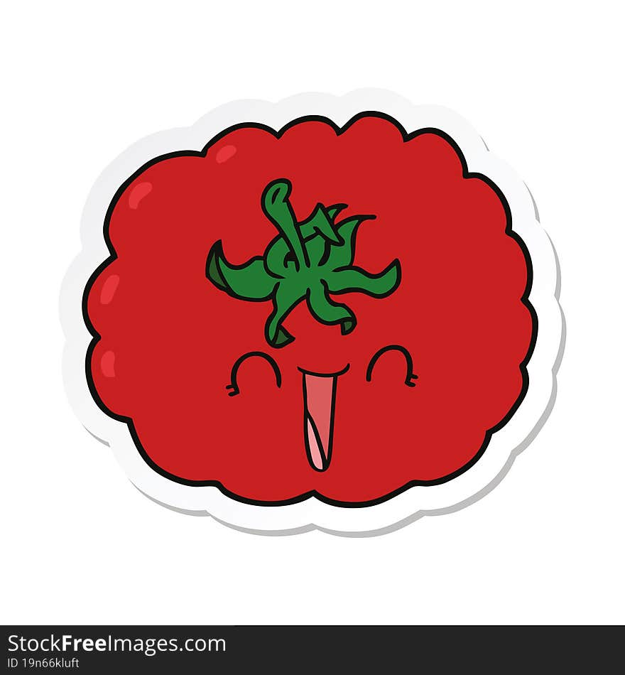 Sticker Of A Cartoon Happy Tomato