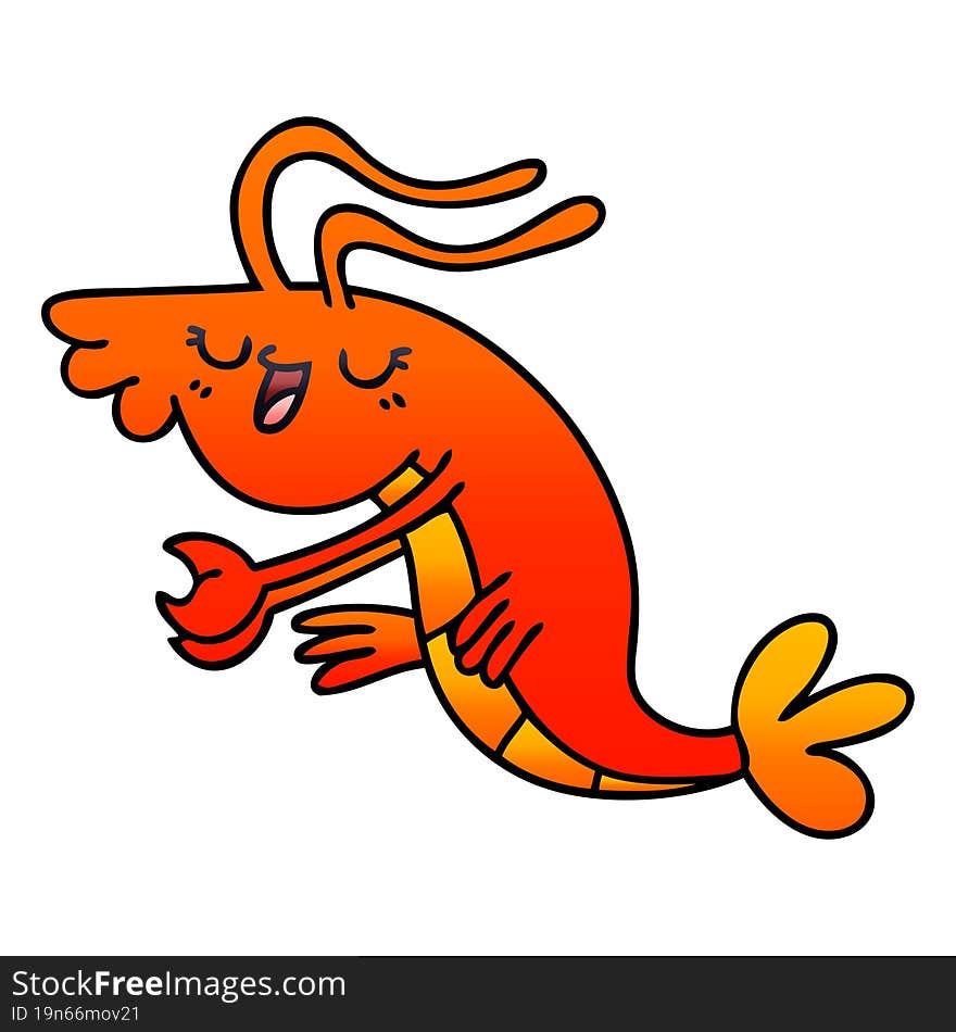 Quirky Gradient Shaded Cartoon Happy Shrimp