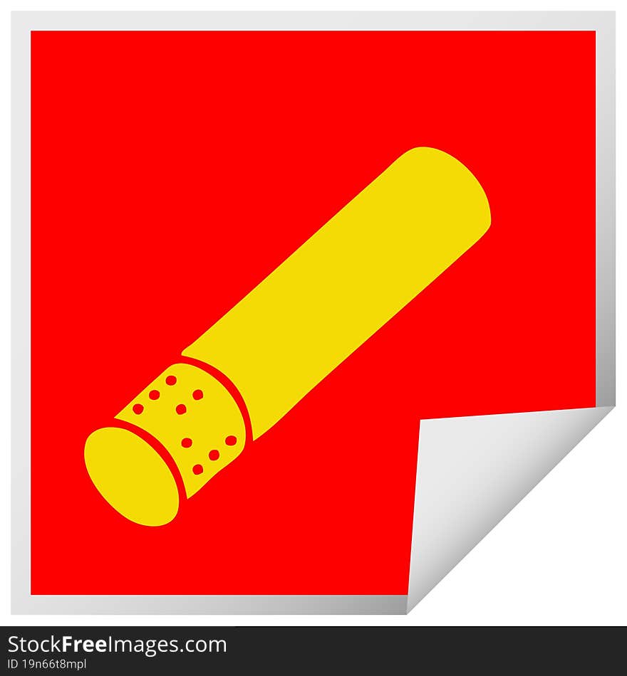 square peeling sticker cartoon of a cigarette stick