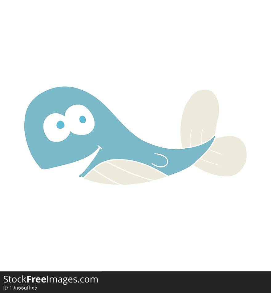 flat color illustration of a cartoon whale